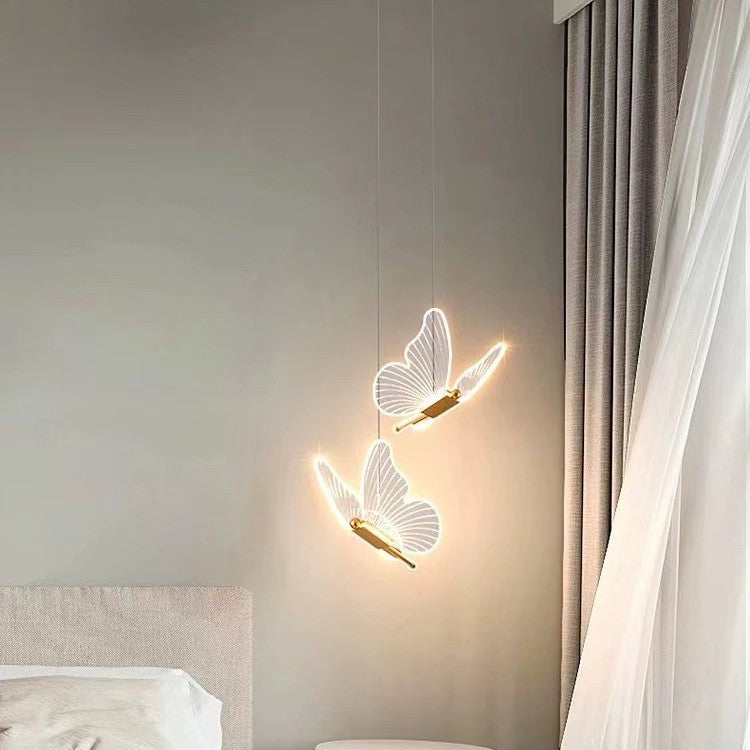 Contemporary Scandinavian Butterfly Round Acrylic Hardware LED Chandelier For Living Room
