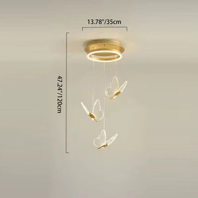 Contemporary Scandinavian Butterfly Round Acrylic Hardware LED Chandelier For Living Room