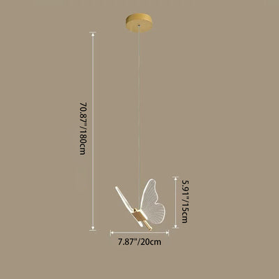 Contemporary Scandinavian Butterfly Round Acrylic Hardware LED Chandelier For Living Room