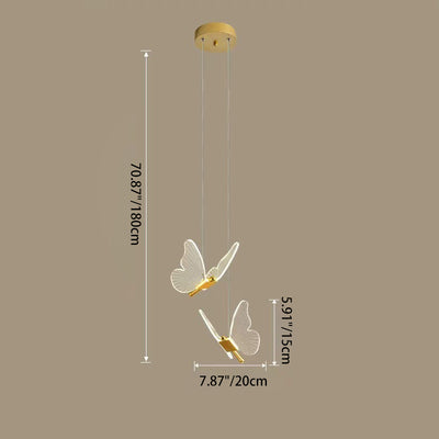 Contemporary Scandinavian Butterfly Round Acrylic Hardware LED Chandelier For Living Room