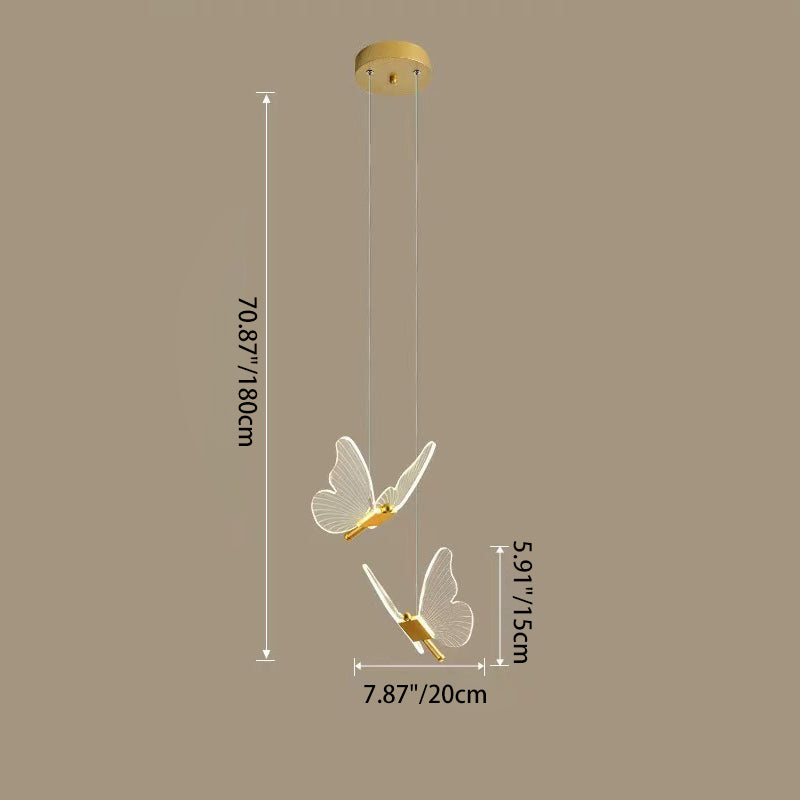 Contemporary Scandinavian Butterfly Round Acrylic Hardware LED Chandelier For Living Room