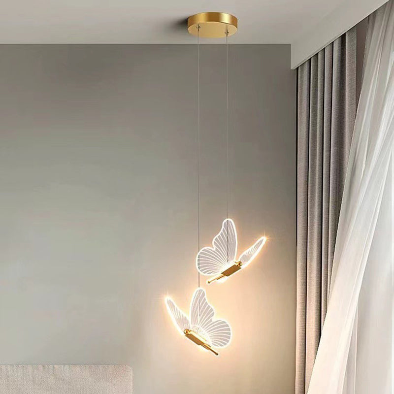 Contemporary Scandinavian Butterfly Round Acrylic Hardware LED Chandelier For Living Room
