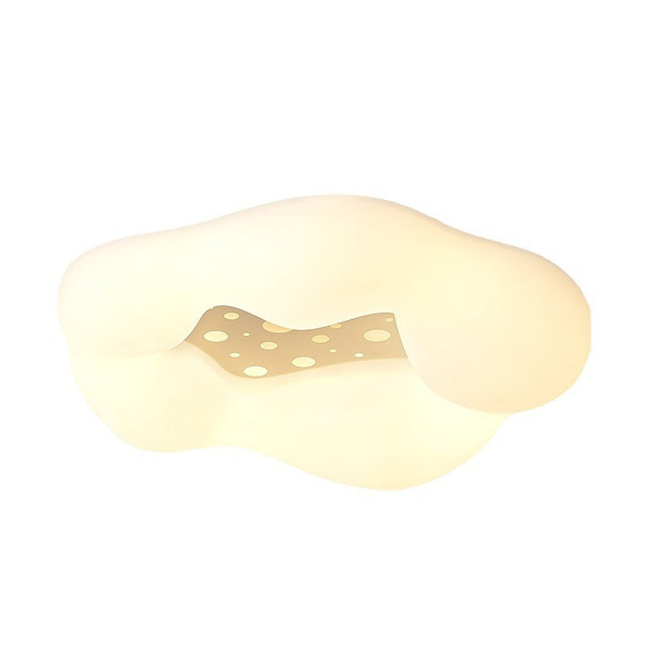 Zeitgenössische skandinavische Creme-Wellen-Wolken PE Eisen LED Deckenleuchte für das Wohnzimmer 