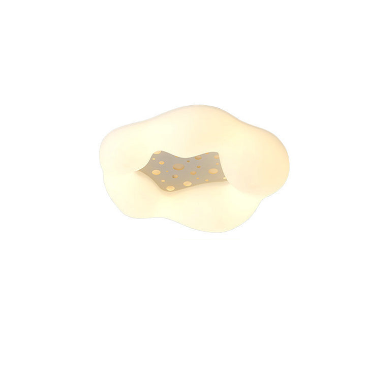 Zeitgenössische skandinavische Creme-Wellen-Wolken PE Eisen LED Deckenleuchte für das Wohnzimmer 