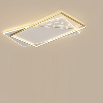 Contemporary Scandinavian Feather Rectangle Silicone Aluminum Iron LED Flush Mount Ceiling Light For Bedroom