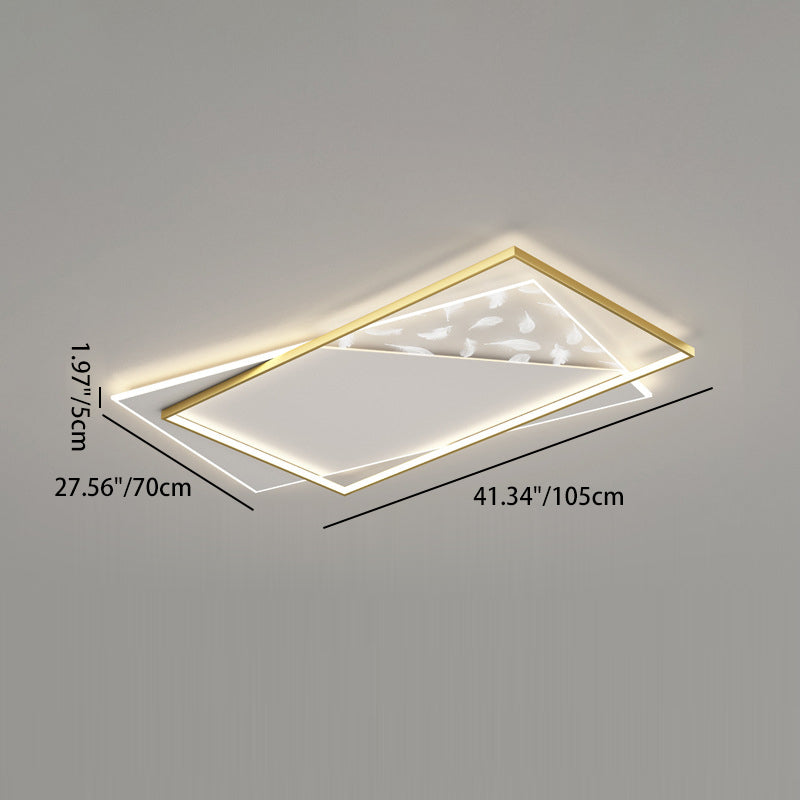 Contemporary Scandinavian Feather Rectangle Silicone Aluminum Iron LED Flush Mount Ceiling Light For Bedroom