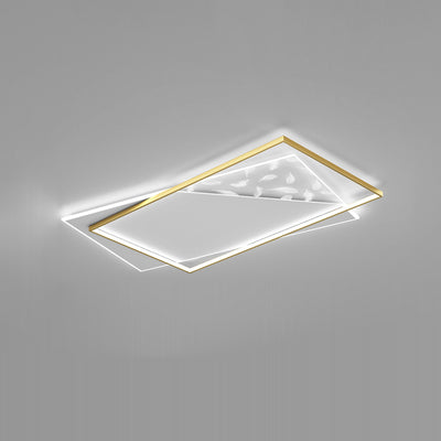 Contemporary Scandinavian Feather Rectangle Silicone Aluminum Iron LED Flush Mount Ceiling Light For Bedroom