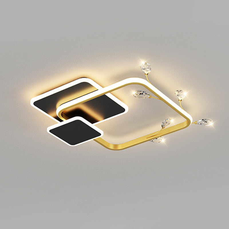 Lustre LED en acrylique cristal empilé carré rond moderne de luxe pour plafond de chambre 