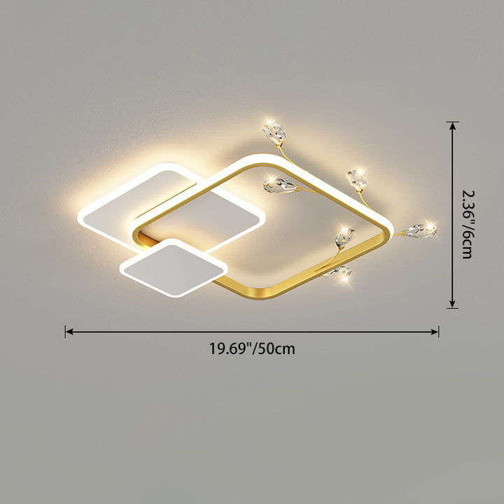 Lustre LED en acrylique cristal empilé carré rond moderne de luxe pour plafond de chambre 