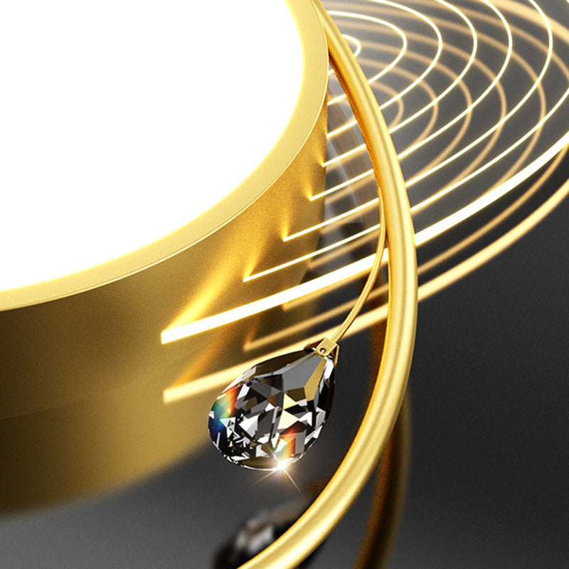 Modern Luxury Square Round Stacked Acrylic Crystal Iron LED Flush Mount Ceiling Light For Bedroom