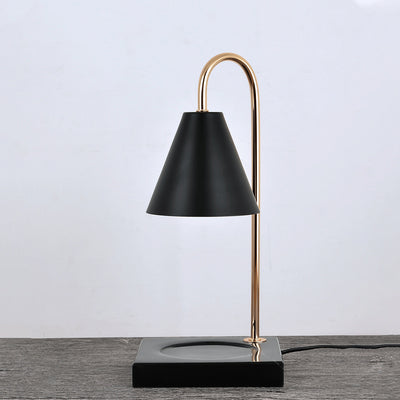 Modern Minimalist Square Conical Curved Metal Marble 1-Light Melting Wax Table Lamp For Living Room