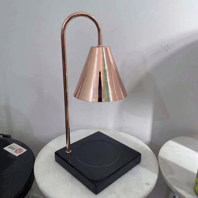 Modern Minimalist Square Conical Curved Metal Marble 1-Light Melting Wax Table Lamp For Living Room