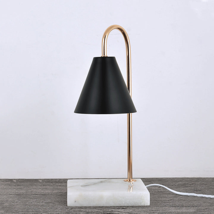 Moderne minimalistische quadratische konische gewölbte Metall-Marmor 1-Licht schmelzende Wachs-Tischlampe für das Wohnzimmer 