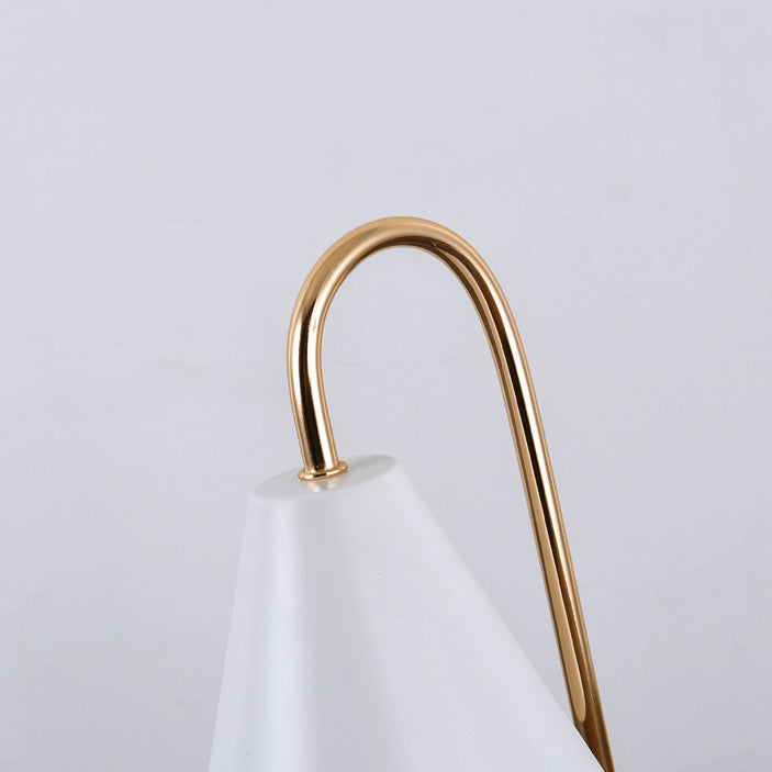 Modern Minimalist Square Conical Curved Metal Marble 1-Light Melting Wax Table Lamp For Living Room
