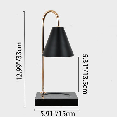 Modern Minimalist Square Conical Curved Metal Marble 1-Light Melting Wax Table Lamp For Living Room