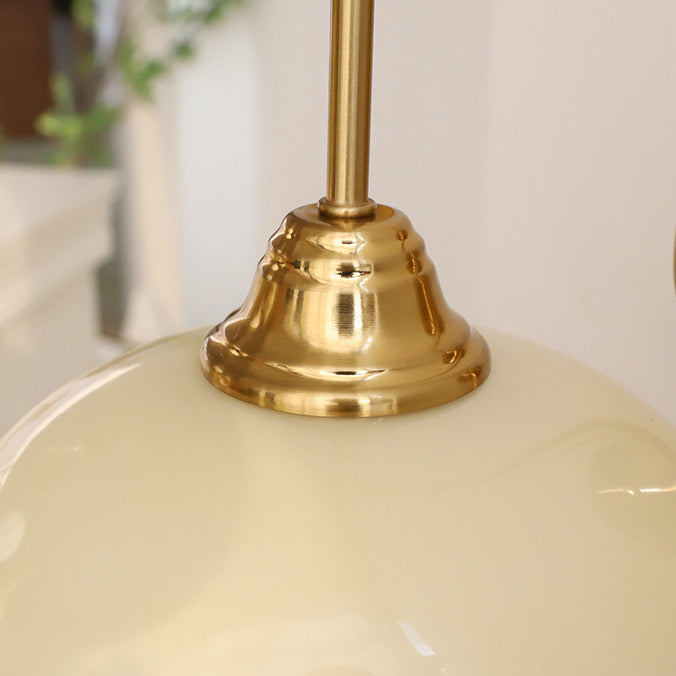 Traditional French Flat Ball Curved Round Glass Iron 1-Light Wall Sconce Lamp For Bedroom