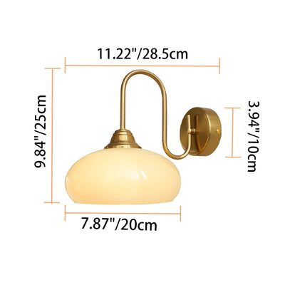 Traditional French Flat Ball Curved Round Glass Iron 1-Light Wall Sconce Lamp For Bedroom