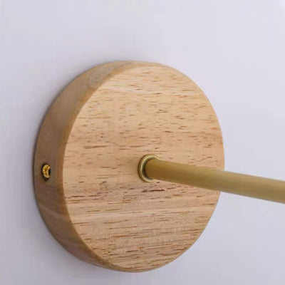 Traditional Japanese Half Round Cream Glass Wood Brass 1-Light Wall Sconce Lamp For Bedroom
