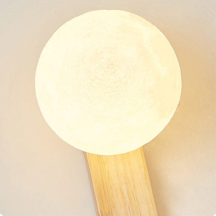 Traditional Japanese Round Ball Cylinder Rectangle PLA Plastic Solid Wood 1-Light Wall Sconce Lamp For Bedroom