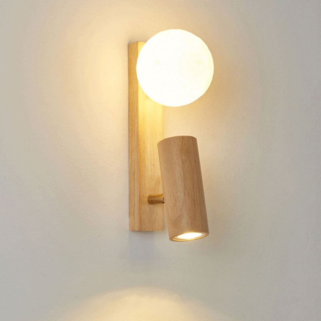 Traditionelle japanische runde Ballzylinder-Rechteck-PLA-Kunststoff-Massivholz-1-Licht-Wandleuchte für das Schlafzimmer 