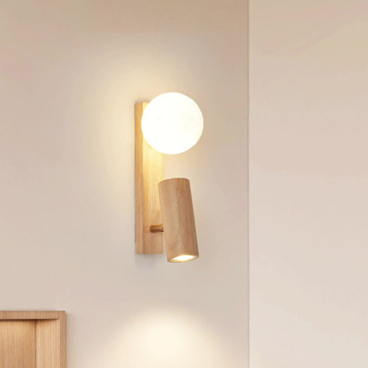 Traditionelle japanische runde Ballzylinder-Rechteck-PLA-Kunststoff-Massivholz-1-Licht-Wandleuchte für das Schlafzimmer 