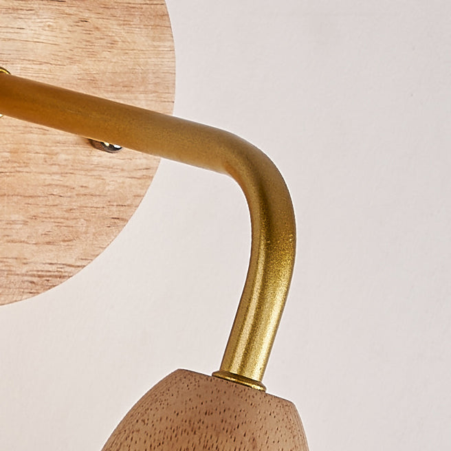 Applique murale contemporaine scandinave fleurie ronde en PVC fer bois 1-lumière pour chambre 