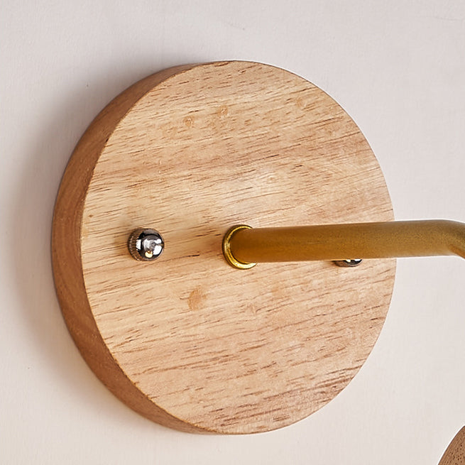 Applique murale contemporaine scandinave fleurie ronde en PVC fer bois 1-lumière pour chambre 