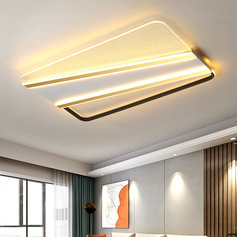 Modern Minimalist Rectangle Star Line Leaf Acrylic Iron LED Flush Moun ...