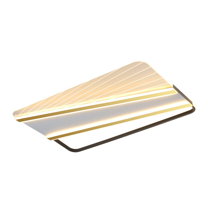Modern Minimalist Rectangle Star Line Leaf Acrylic Iron LED Flush Mount Ceiling Light For Bedroom