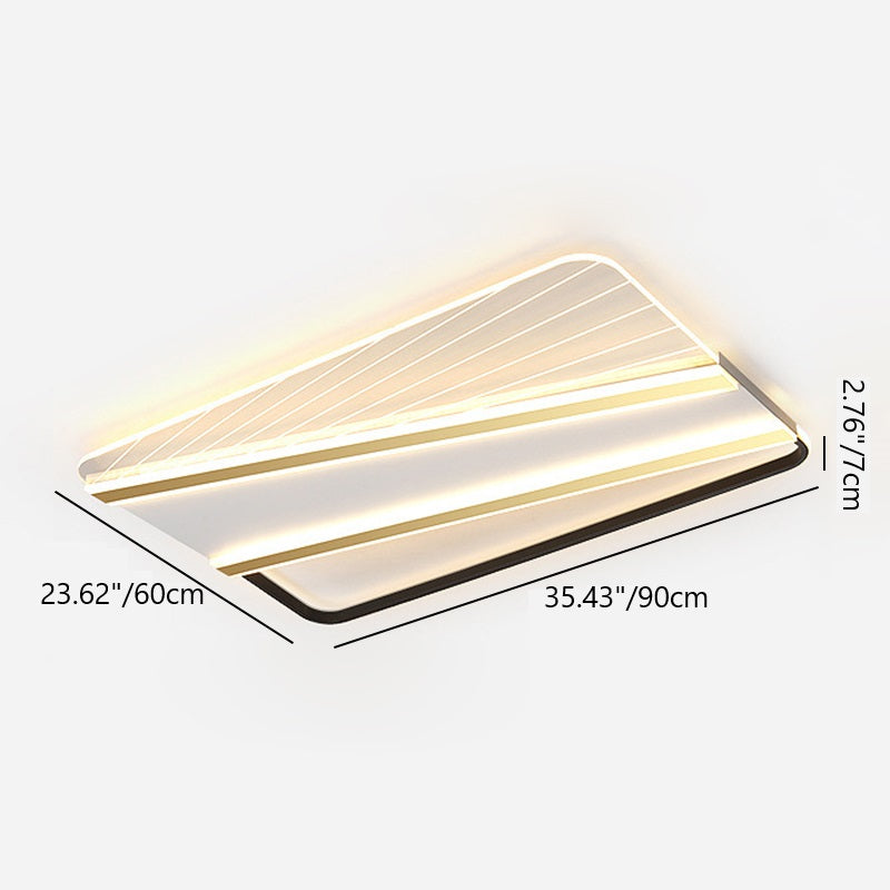 Modern Minimalist Rectangle Star Line Leaf Acrylic Iron LED Flush Mount Ceiling Light For Bedroom