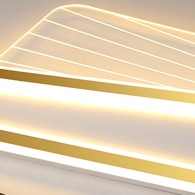 Modern Minimalist Rectangle Star Line Leaf Acrylic Iron LED Flush Mount Ceiling Light For Bedroom