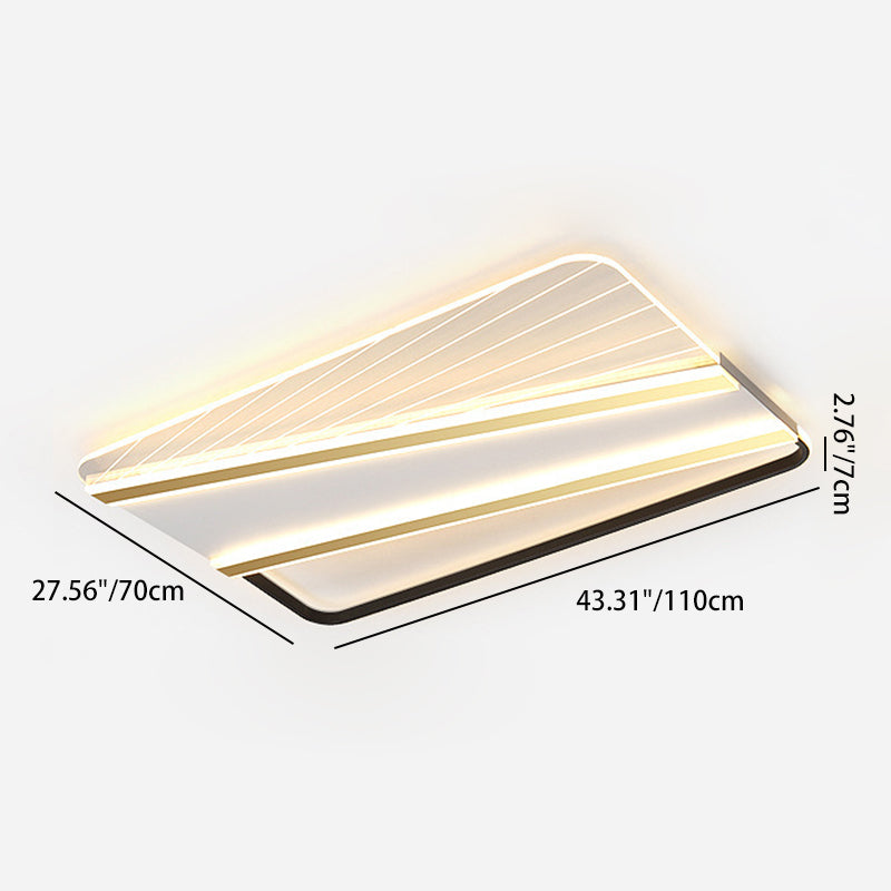 Modern Minimalist Rectangle Star Line Leaf Acrylic Iron LED Flush Mount Ceiling Light For Bedroom
