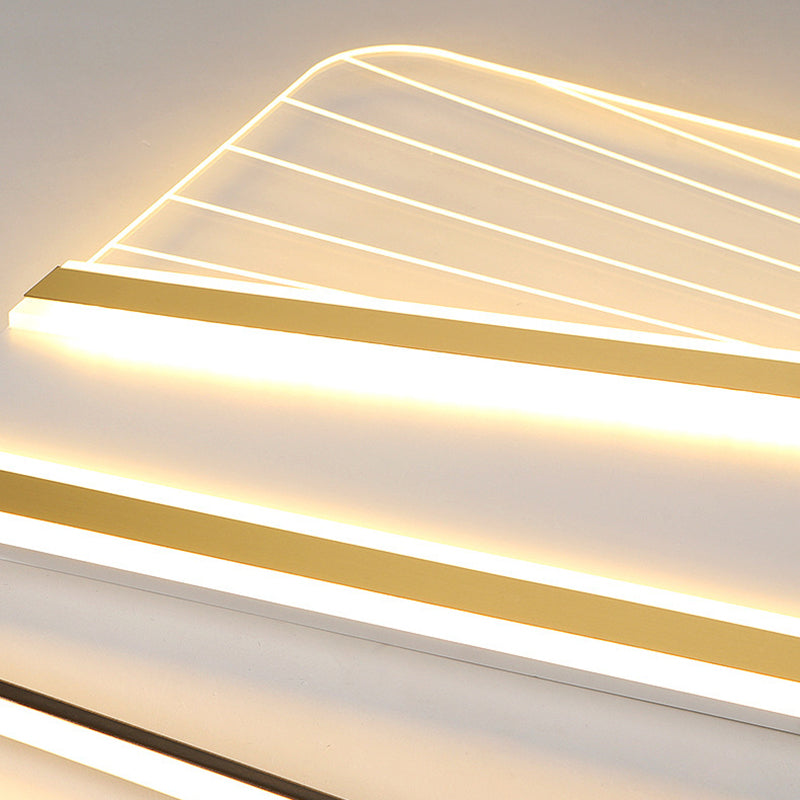 Modern Minimalist Rectangle Star Line Leaf Acrylic Iron LED Flush Mount Ceiling Light For Bedroom