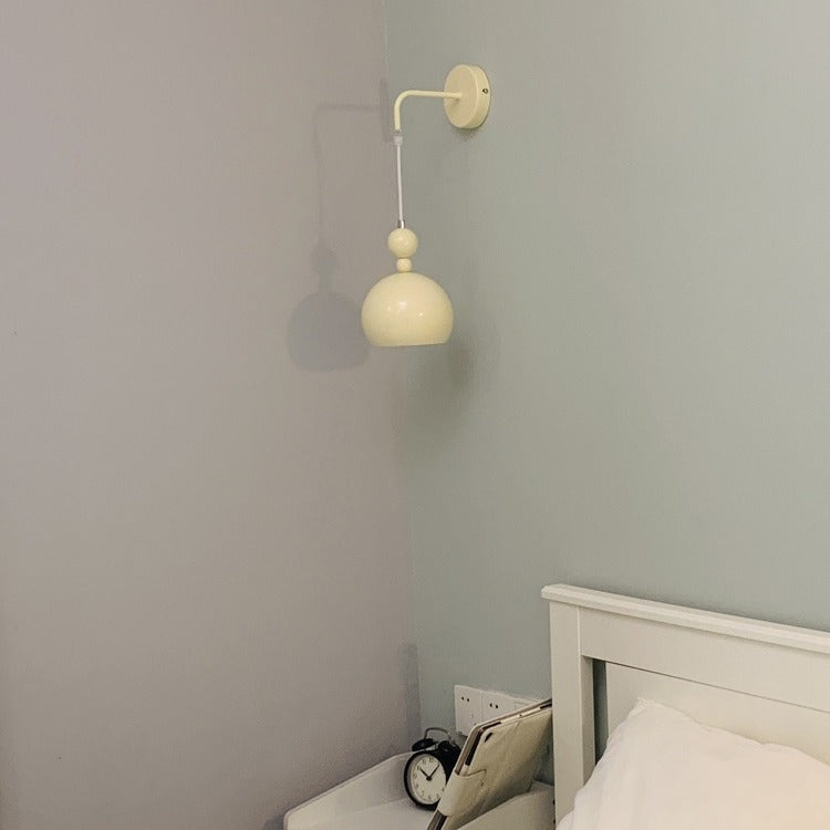 Zeitgenössische skandinavische Kugelrunde Lanyard Glas Eisen 1-Licht Wandleuchte für Schlafzimmer 