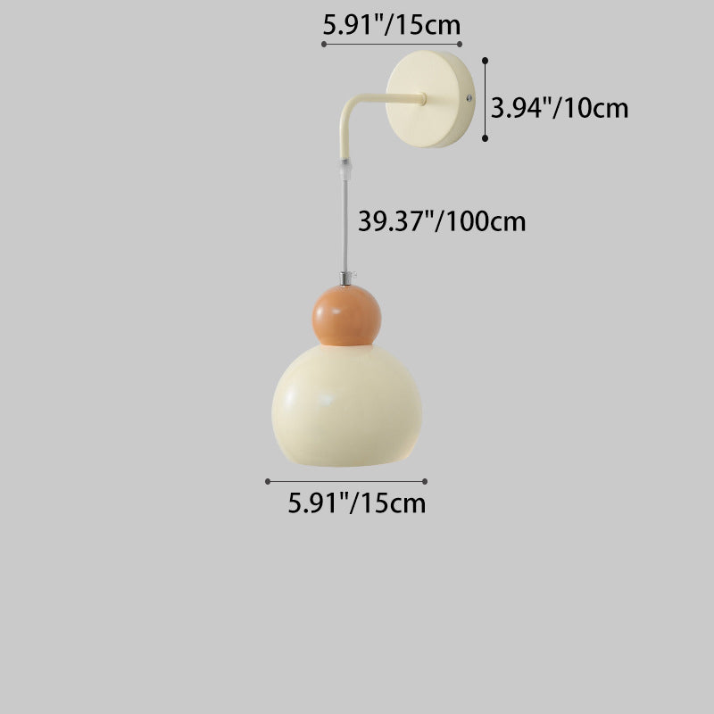 Contemporary Scandinavian Orb Round Lanyard Glass Iron 1-Light Wall Sconce Lamp For Bedroom