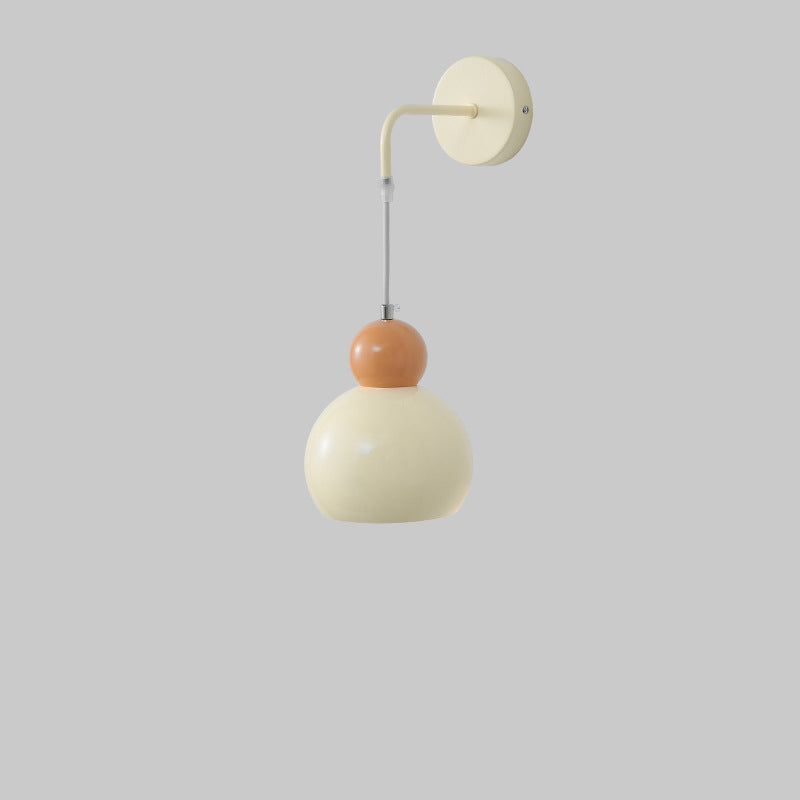 Contemporary Scandinavian Orb Round Lanyard Glass Iron 1-Light Wall Sconce Lamp For Bedroom
