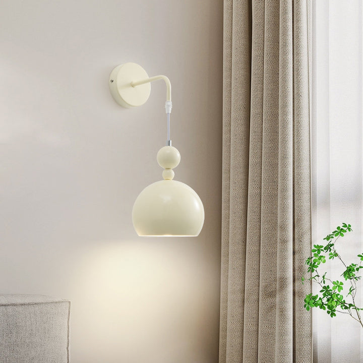 Zeitgenössische skandinavische Kugelrunde Lanyard Glas Eisen 1-Licht Wandleuchte für Schlafzimmer 