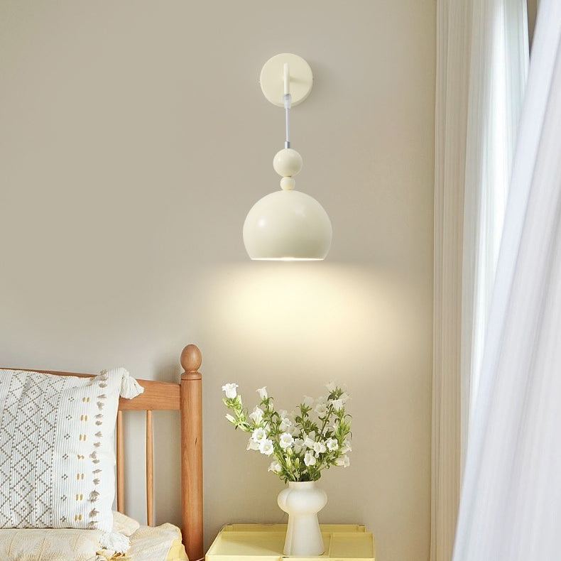 Contemporary Scandinavian Orb Round Lanyard Glass Iron 1-Light Wall Sconce Lamp For Bedroom