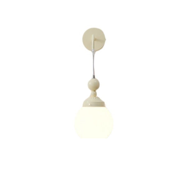 Contemporary Scandinavian Orb Round Lanyard Glass Iron 1-Light Wall Sconce Lamp For Bedroom