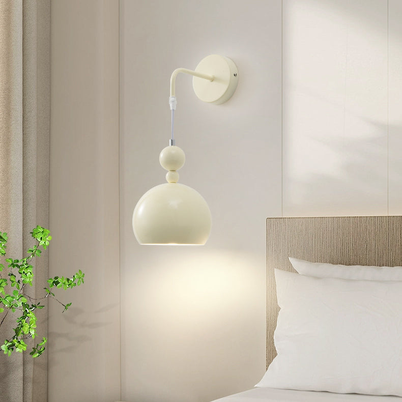 Zeitgenössische skandinavische Kugelrunde Lanyard Glas Eisen 1-Licht Wandleuchte für Schlafzimmer 