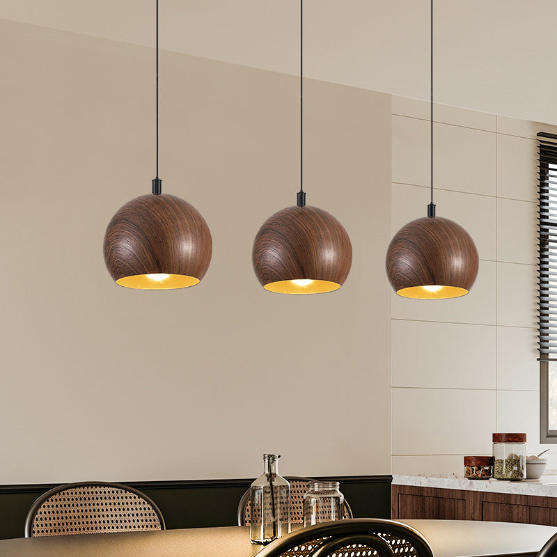 Modern Minimalist Cone Cylinder Ball Sector Liftable Fabric Solid Wood Iron 1-Light Pendant Light For Living Room