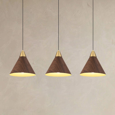 Modern Minimalist Cone Cylinder Ball Sector Liftable Fabric Solid Wood Iron 1-Light Pendant Light For Living Room