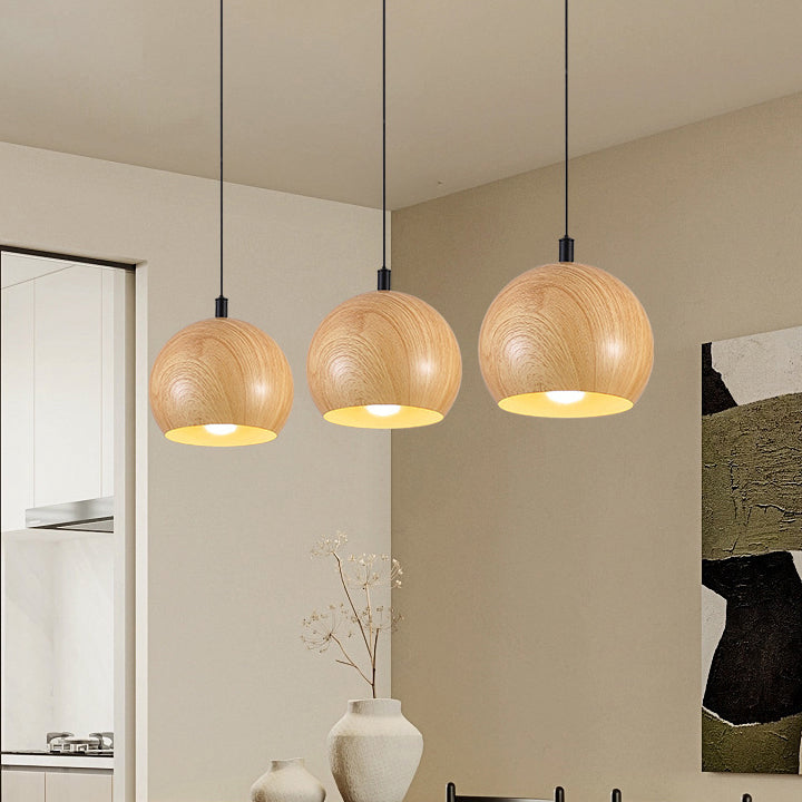 Moderne minimalistische Kegel-Zylinder-Kugel-Sektor hebbare Stoff-Massivholz-Eisen 1-Licht Pendelleuchte für Wohnzimmer 