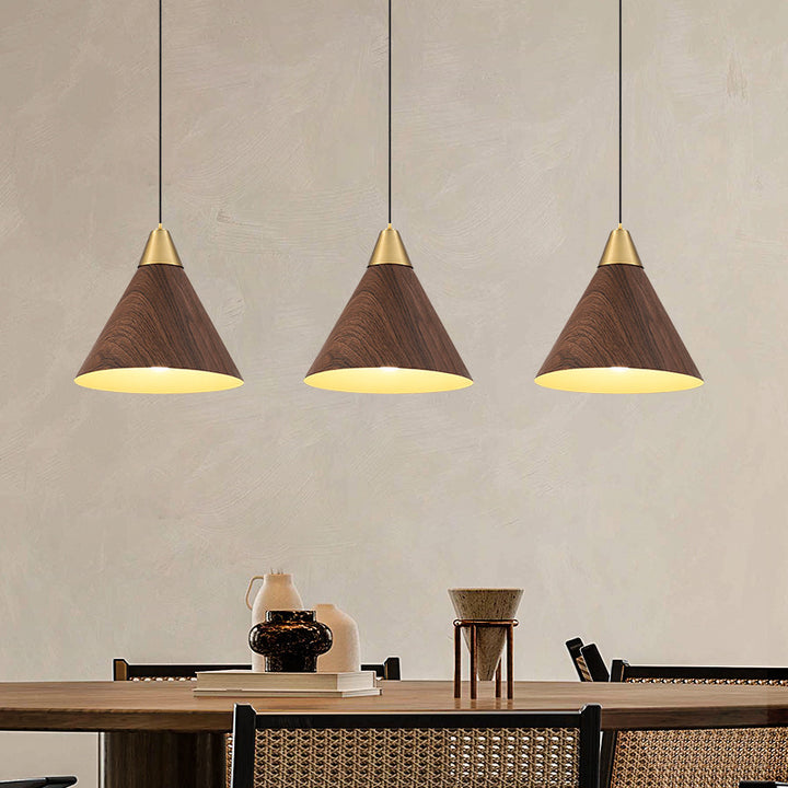 Moderne minimalistische Kegel-Zylinder-Kugel-Sektor hebbare Stoff-Massivholz-Eisen 1-Licht Pendelleuchte für Wohnzimmer 