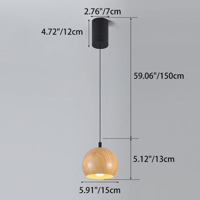 Modern Minimalist Cone Cylinder Ball Sector Liftable Fabric Solid Wood Iron 1-Light Pendant Light For Living Room