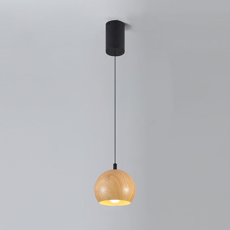 Modern Minimalist Cone Cylinder Ball Sector Liftable Fabric Solid Wood Iron 1-Light Pendant Light For Living Room