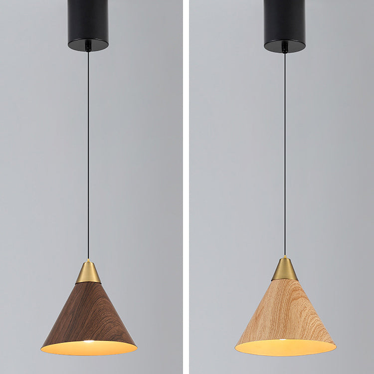 Modern Minimalist Cone Cylinder Ball Sector Liftable Fabric Solid Wood Iron 1-Light Pendant Light For Living Room