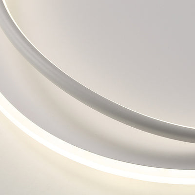 Modern Minimalist Curved Round Silicone Aluminum Iron LED Flush Mount Ceiling Light For Bedroom