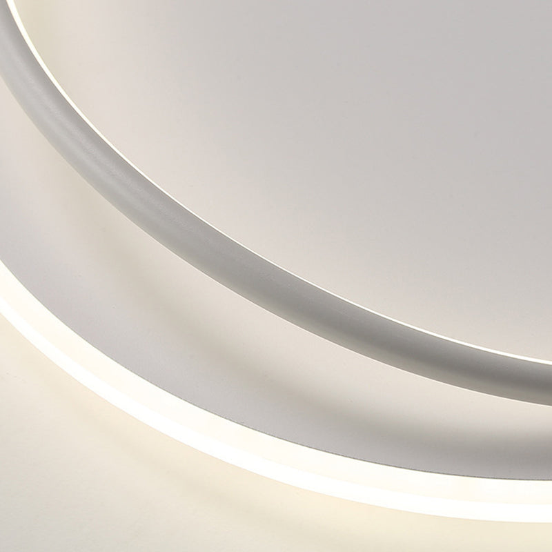 Modern Minimalist Curved Round Silicone Aluminum Iron LED Flush Mount Ceiling Light For Bedroom