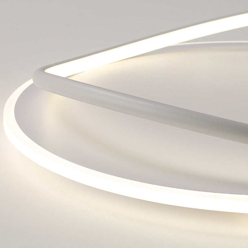 Modern Minimalist Curved Round Silicone Aluminum Iron LED Flush Mount Ceiling Light For Bedroom